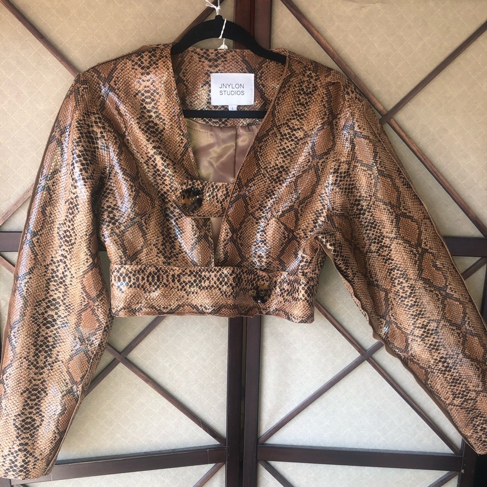 **Brand New** Vegan leather “snake print” jacket